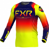 FXR 2024 Helium MX Jeugd Crossshirt Flare Donker Blauw / Oranje / Fluor Geel