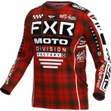 FXR 2024 Podium MX Jeugd Crossshirt Plaid Rood / Zwart / Wit