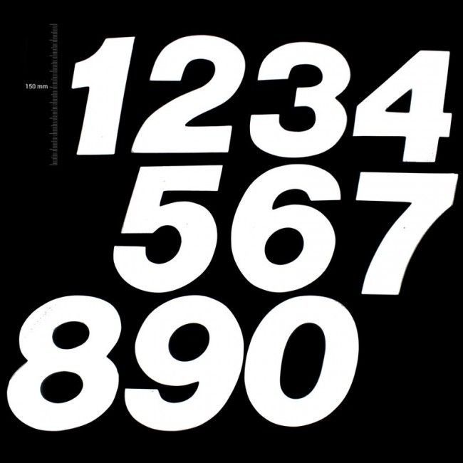TMV Motorcross nummer stickers 150mm White '1' (3pcs)