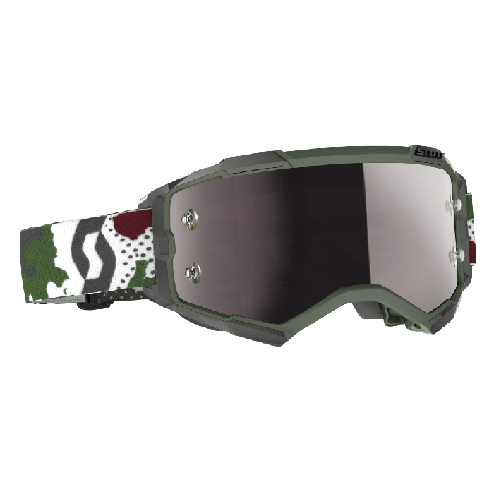 Scott 2021 Fury Camo Crossbril Donkergroen / Wit (Lens: Zilver Chroom Works)