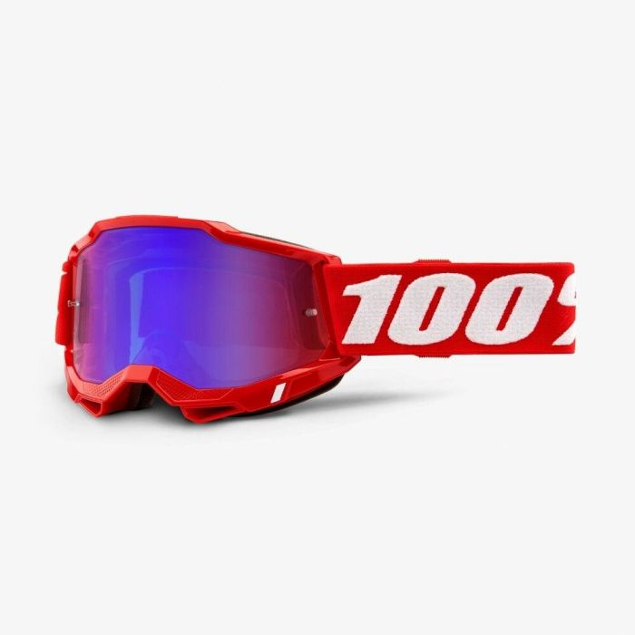 100% 2021 Accuri Neon Rood Crossbril (Lens: Rood / Blauw)