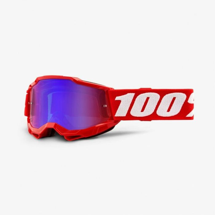 100% 2021 Accuri Jeugd Crossbril Neon Rood (Lens: Rood / Blauw)