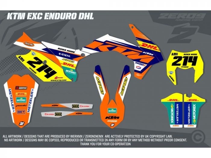 Zeronine Stickerset Enduro DHL KTM EXC 2012-2013