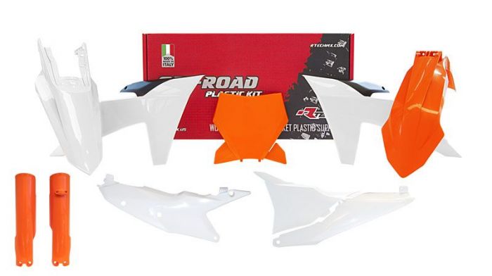 R-Tech 6-Delige Plastickit KTM SX125 SX250 SX300 SXF250 SXF350 SXF450 2024 Oranje / Wit (Origineel 2023)