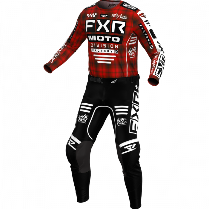 FXR 2024 Podium MX Jeugd Crosspak Plaid Rood / Zwart / Wit