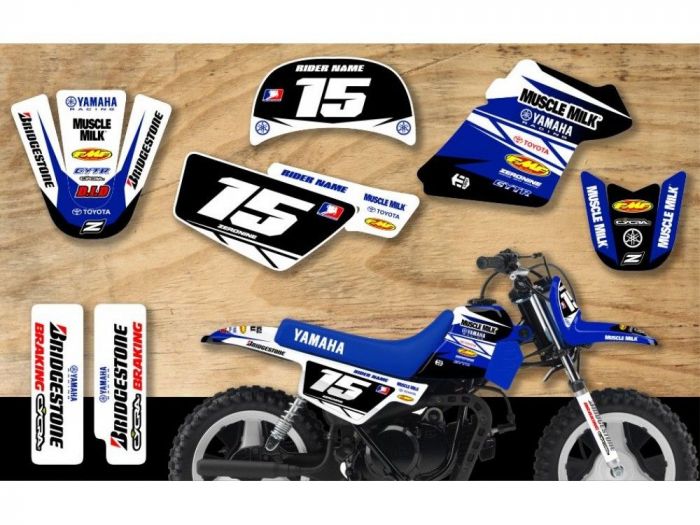 Zeronine Stickerset Yamaha Race Team Muscle Milk Wit / Blauw Yamaha PW50 1990-2017
