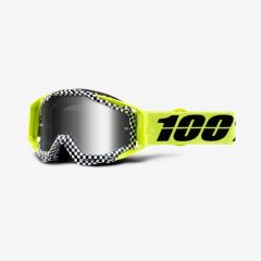 100% Racecraft Crossbril Andre (Lens Mirror Zilver, Band Fluor Geel / Zwart)