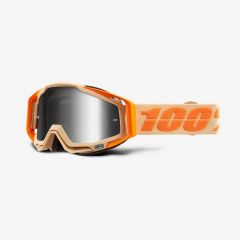 100% Racecraft Crossbril Sahara (Lens Mirror Zilver, Band Zand / Oranje)