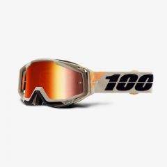 100% Racecraft Crossbril Poliet (Lens Mirror Rood, Band Zand / Zwart)